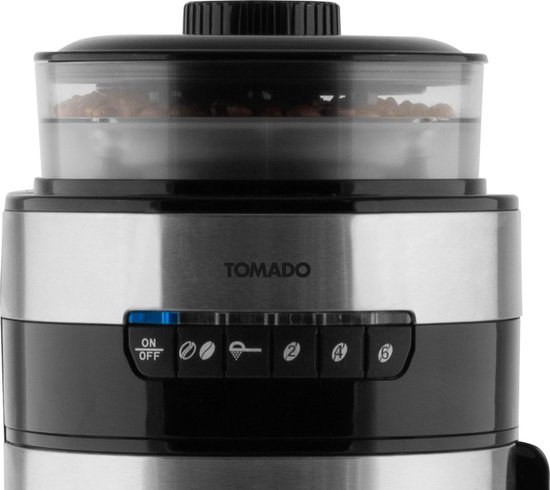 Overige kenmerken - Tomado TGB0801S - Tomado TGB0801S - Grind & Brew koffiezetapparaat - Filterkoffie - Koffiebonen - 0.75 L inhoud - RVS/Zwart