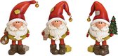 Wurm | Kerst kabouter | Kerstman | Kerst decoratie | Kerstmuts met klein belletje | Polyresin | 7x11x5cm | Set van 3 |