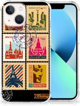 Telefoonhoesje Geschikt voor iPhone13 Leuk TPU Backcase met transparante rand Postzegels