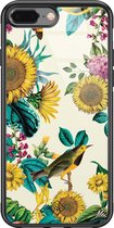 iPhone 8 Plus/7 Plus hoesje glass - Zonnebloemen / Bloemen | Apple iPhone 8 Plus case | Hardcase backcover zwart