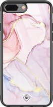 iPhone 8 Plus/7 Plus hoesje glass - Marmer roze paars | Apple iPhone 8 Plus case | Hardcase backcover zwart