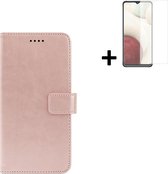 Hoesje Samsung Galaxy A03s - Screenprotector Samsung Galaxy A03s - Wallet Bookcase Rose Goud + Screenprotector