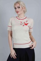 Voodoo Vixen Pullover/trui -S- Jamie Arrow Through The Heart Creme