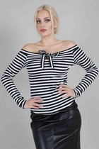 Voodoo Vixen Longsleeve top -XXL- Houdini And White Striped Cosy Boatneck Multicolours