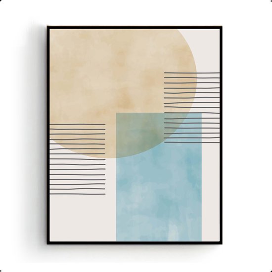 Poster Kunst Abstracte Lijnen Zon over Water met Mist - Abstract / Lijnen Poster - Kunst - 40x30cm - PosterCity