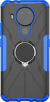 Nokia 5.4 Hoesje - Mobigear - Armor Ring Serie - Hard Kunststof Backcover - Blauw - Hoesje Geschikt Voor Nokia 5.4