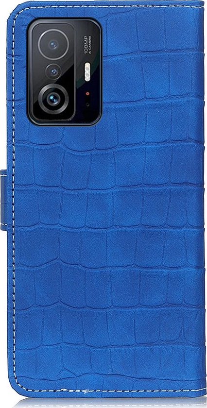 Étui Bookcase Mobigear Crocodile - Convient pour Xiaomi 11T Pro - Blauw