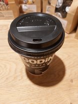 GODINCOFFEE Zwart afsluitdeksel / deksel (PS) voor Drinkbeker Koffiebeker van 80mm , 8oz / 225ml . Topkwaliteit , verpakt per 1000 deksels in 1 doos . 20 x 50 stuks