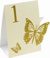 Tafelnummers Elegant Butterfly, ivoor-goud, 12 stuks (1 tot 12)