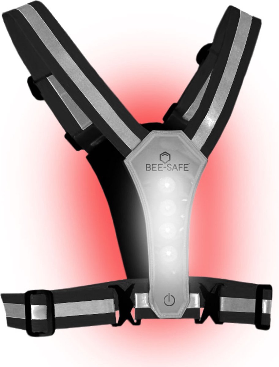 Led Harness Batterijen | BEE SAFE silver | hardloop verlichting | hardloopvest met verlichting
