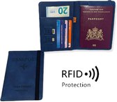 ''OP=OP'' Luxe Paspoorthouder Suède / Leer - Blauw - Paspoorthoesje - Reisportemonnee - Bescherm Cover - Portemonnee - Pashouder