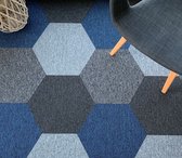 HEXAGON tapijttegel | blauw | polyamide luspool | 3,12 m2 (20 tegels)