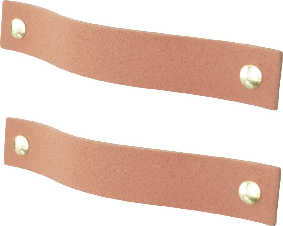 2x Leren handgrepen 'platte greep' - maat S (15,8 x 2,5 cm) - SUEDE OLD PINK - incl. 3 kleuren schroefjes (handgreepjes - leren grepen - greepjes - leren lusjes)