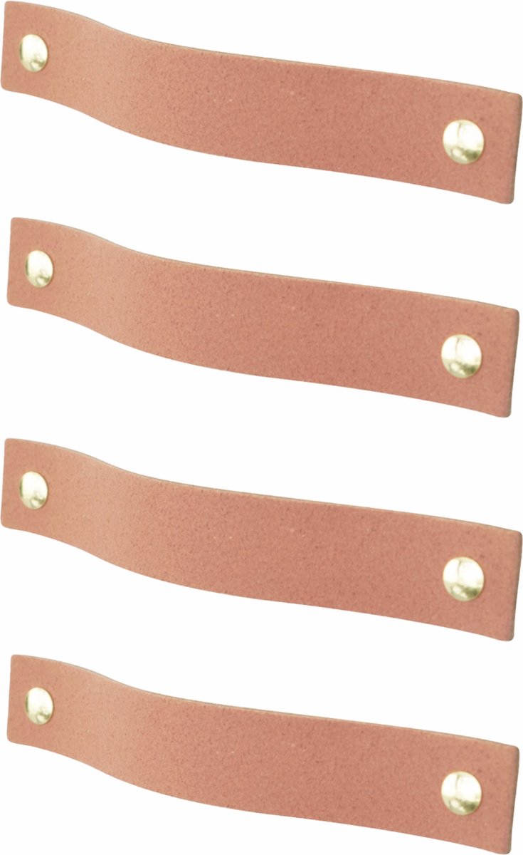 4x Leren handgrepen 'platte greep' - maat S (15,8 x 2,5 cm) - SUEDE OLD PNK - incl. 3 kleuren schroefjes (handgreepjes - leren grepen - greepjes - leren lusjes)