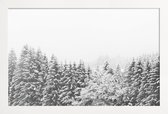 JUNIQE - Poster in houten lijst Winter In the Mountains -40x60 /Grijs
