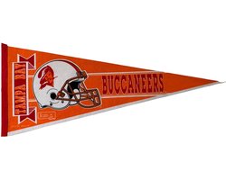 USArticlesEU - Tampa Bay Buccaneers - Bucs - Oud logo - Boekanier logo - NFL - Vaantje - Wimpel - Vlag - American Football - Sportvaantje - Pennant - Oranje/Rood - 31 x 72 cm - Tom Brady