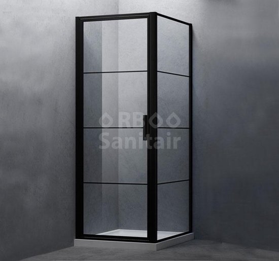 Winderig as Vegen Douchecabine 80×80 cm mat zwart hoek instap industrieel frame met draaideur  8 mm glas | bol.com
