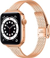 Geschikt voor Apple Watch bandje 38 / 40 / 41 mm - Series 1 2 3 4 5 6 7 8 SE - Smartwatch iWatch horloge band - 38mm 40mm 41mm - Fungus - RVS metaal - Rosegoud - Vrouw schakel