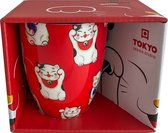 Tokyo Design Studio - Kawaii Lucky Cat - Mok - 8.5x10.2cm - 380ml - Rood