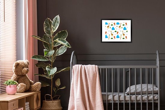 Cadre photo avec poster - Lion - Design - Animaux - Enfant - 40x30 cm - Cadre poster