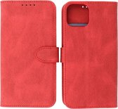 Étui pour iPhone 13 - Étui portefeuille - Porte-cartes et languette magnétique - Similicuir - Rouge