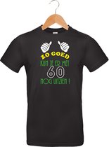 mijncadeautje - T-shirt unisex - zwart - opdruk in kleur -  zo goed met   60 jaar - maat M