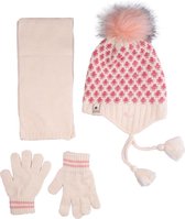 Kitti 3-Delig Winter Set | Muts (Beanie) met Fleecevoering - Sjaal - Handschoenen | 4-8 Jaar Meisjes | Klassiek-03 (K2170-07)