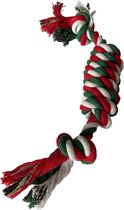Puppyspeelgoed - Flostouw hond - Hondenspeelgoed - Kerst - 33 cm - Groen/Wit/Rood - Kerstspeelgoed