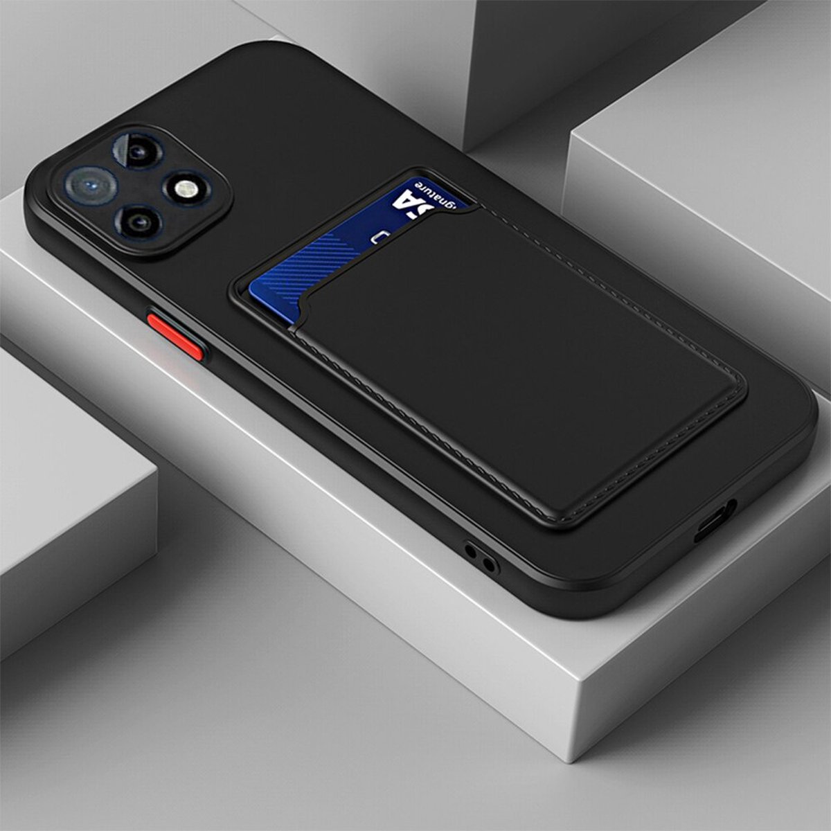 Backcover met kaarthouder Set voor Xiaomi Redmi Note 9T 5G _ Zwart