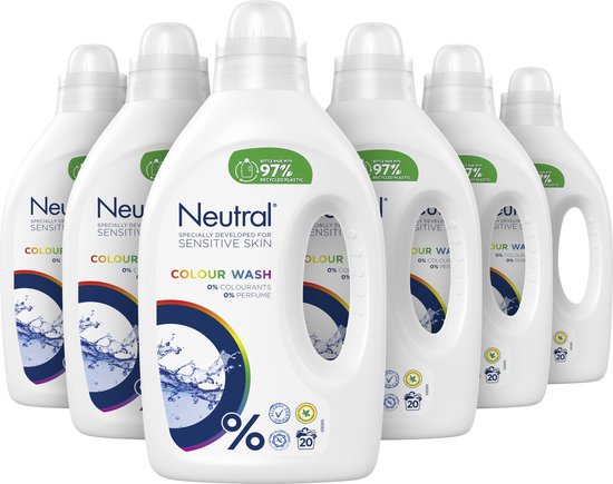 Neutral Vloeibaar Wasmiddel Parfumvrij Kleur - 6 x 20 wasbeurten -  Voordeelverpakking | bol.com