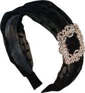 Jessidress® Chique Diadeem met strass Bruids Diademen Feestelijke Hoofdband - Zwart