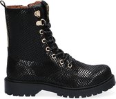 Braqeez 421776-589 Meisjes Biker Boots - Zwart - Suède - Veters