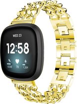 Bandje Voor Fitbit Versa 3 / Sense Cowboy Stalen Schakel Band - Goud - One Size - Horlogebandje, Armband