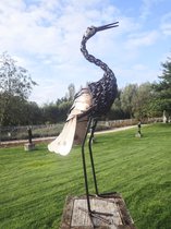 Reiger, gedraaid metaal, 60 cm, tuinbeeld, unieke tuindecoratie handgemaakt van recycle materialen, Zimbabwe