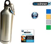 Water sportfles - Aluminium drinkfles  - Bidon  - 750 ml - Grijs