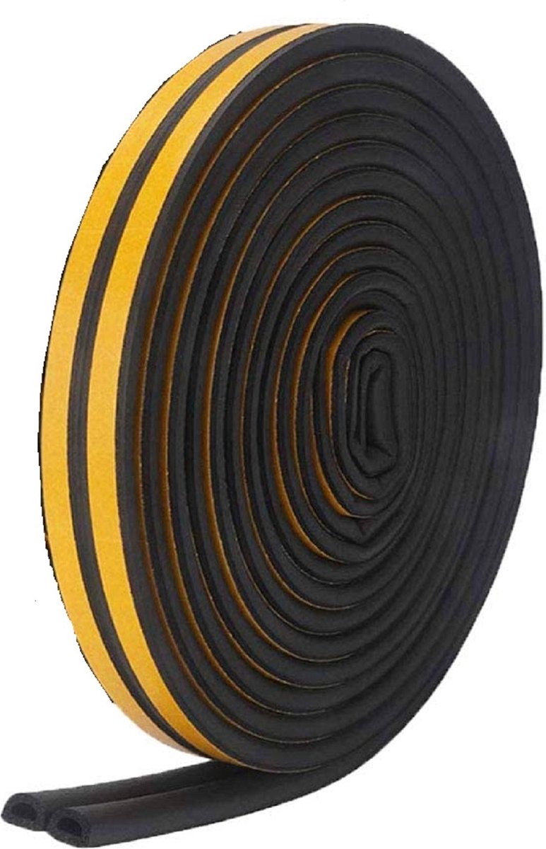 Tochtstrip 2 x 2,5 meter met zelfklevende strip - zwart