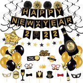 GBG New Year Premium Gala Set - Nieuwjaars Decoratie – New Year -  Feestversiering - Papieren Confetti – Goud - Zwart - Wit - Feest