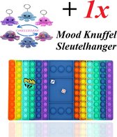FIDGET TOYS - POP IT  DOBBELSTEEN GAME + Mood Knuffel Sleutelhanger - XXXL GROOT FORMAAT - RAINBOW COLOR - LIMITED EDITION