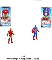 Captain America - Iron Man - actie figuur - Marvel - Avengers - 15 cm Groot - Cadeau Tip - Duo Set - Bekend - Must Have for Kids - Heroes