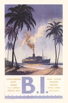 Pocket Sized - Found Image Press Journals- Vintage Journal B. I. Steamship Travel Poster