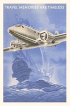 Pocket Sized - Found Image Press Journals- Vintage Journal Airplane and Galleon Travel Poster