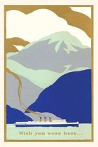 Pocket Sized - Found Image Press Journals- Vintage Journal Blue Art Deco Ocean Liner Travel Poster