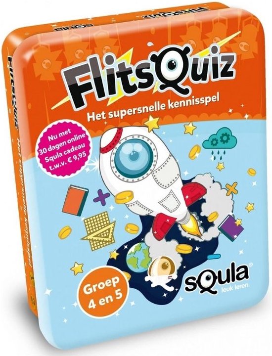Thumbnail van een extra afbeelding van het spel Spellenbundel - Squla - 3 stuks - Flitsquiz Groep 4&5 en Spelling & Rekenen (groep 2 t/m 6)
