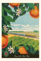 Pocket Sized - Found Image Press Journals- Vintage Journal Train Through orange Orchard Travel Poster
