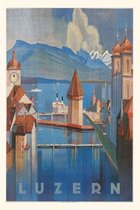 Pocket Sized - Found Image Press Journals- Vintage Journal Lucerne, Switzerland Travel Poster