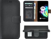 Hoesje Motorola Moto Edge 20 - Bookcase - Portemonnee Hoes Echt leer Wallet case Zwart