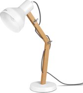 Tomons Bureaulamp LED met Zwenkbare Houten Armen, Design Tafellamp, Leeslamp, Studeerlamp, Werklamp, Kantoorlamp, Bedlamp, LED Lamp - Wit
