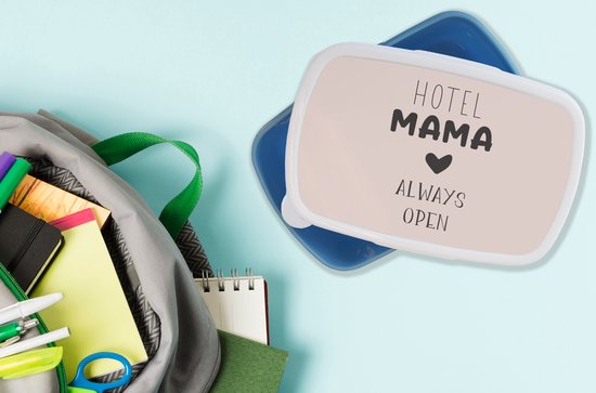 Lunch box Blauw - Lunch box - Boîte à pain - Proverbes - Maman - Citations - Hotel mama toujours ouvert - 18x12x6 cm - Enfants - Garçon