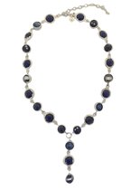 Ketting - Blauwe glas kralen - Zilverkleurig, blauw - Damesdingetjes