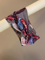 Chemo tulband dames van Softies - Hoofdband Taupe met bladmotief